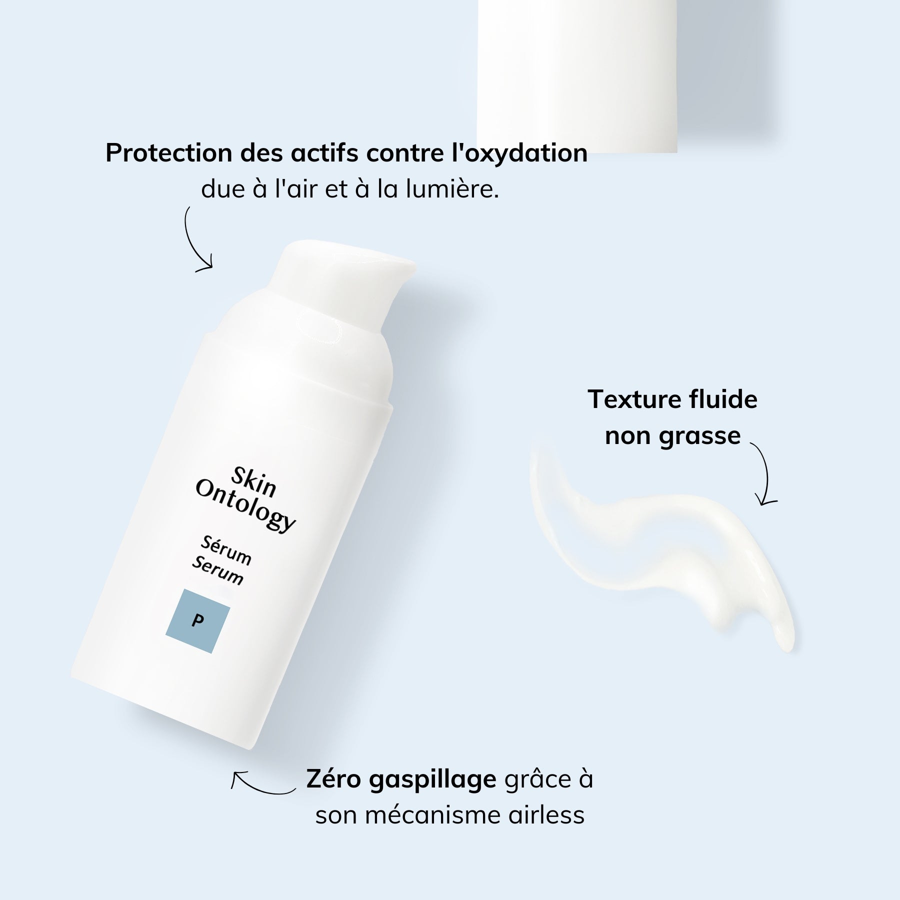 Serum P texture fluide non grasse protection maximale contre l'oxydation grâce au flacon airless